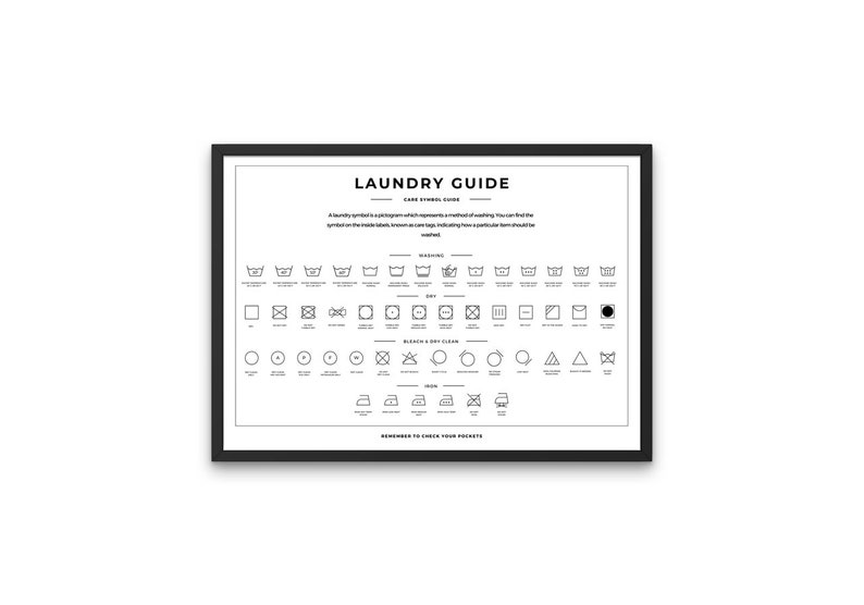 Laundry Room Care Symbol Guide, Set of 2, Horizontal Laundry Sign Print, Bathroom Art Print, Minimalistic Poster, Printable Digital Download image 7