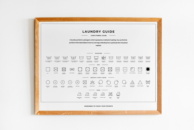 Laundry Room Care Symbol Guide, Set of 2, Horizontal Laundry Sign Print, Bathroom Art Print, Minimalistic Poster, Printable Digital Download zdjęcie 5
