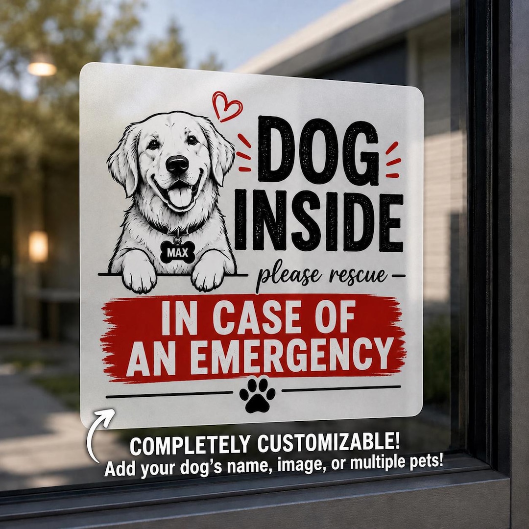 Custom Dogs Inside Emergency Sticker or Magnet | Personalized Pet ...