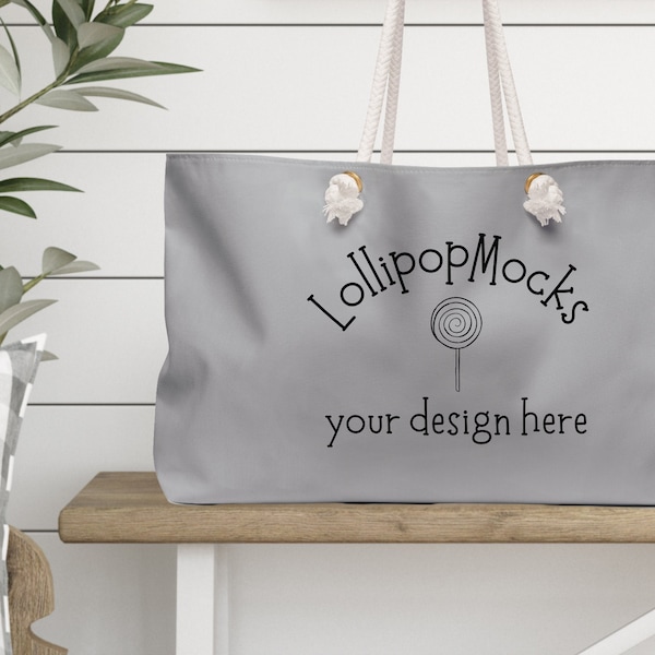Weekender Grey Bag Mock Up, Large Oversized Bag Mock Up, Digital Image To Display Your Weekender Design, Overnight Bag Mock Up, Minimalist