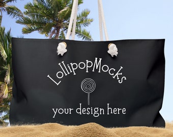 Weekender Black Beach Mockup, Weekender Tote Bag Mock Up, Oversized Bag Mockup, Mock Up For Weekender Bag, Beach Tote Bag, Trendy Mockups