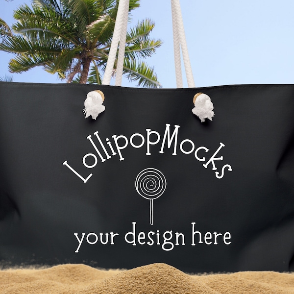 Weekender Black Beach Mockup, Weekender Tote Bag Mock Up, Oversized Bag Mockup, Mock Up For Weekender Bag, Beach Tote Bag, Trendy Mockups