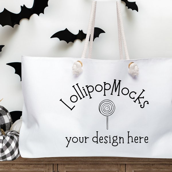 Halloween Weekender Bag Mockup, Fall Season Bag Mockup, Oversized Bag Mockup, Tote Bag Mockup, Trendy Halloween Bag Mockup, Harvest Mockup
