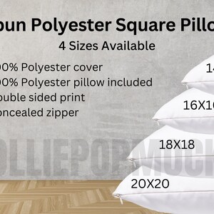 Pillow Size Chart Mock Up, Printify Spun Polyester Pillow, Size Chart To Add To Your Product Listing, Level Up Your Listing For Customers