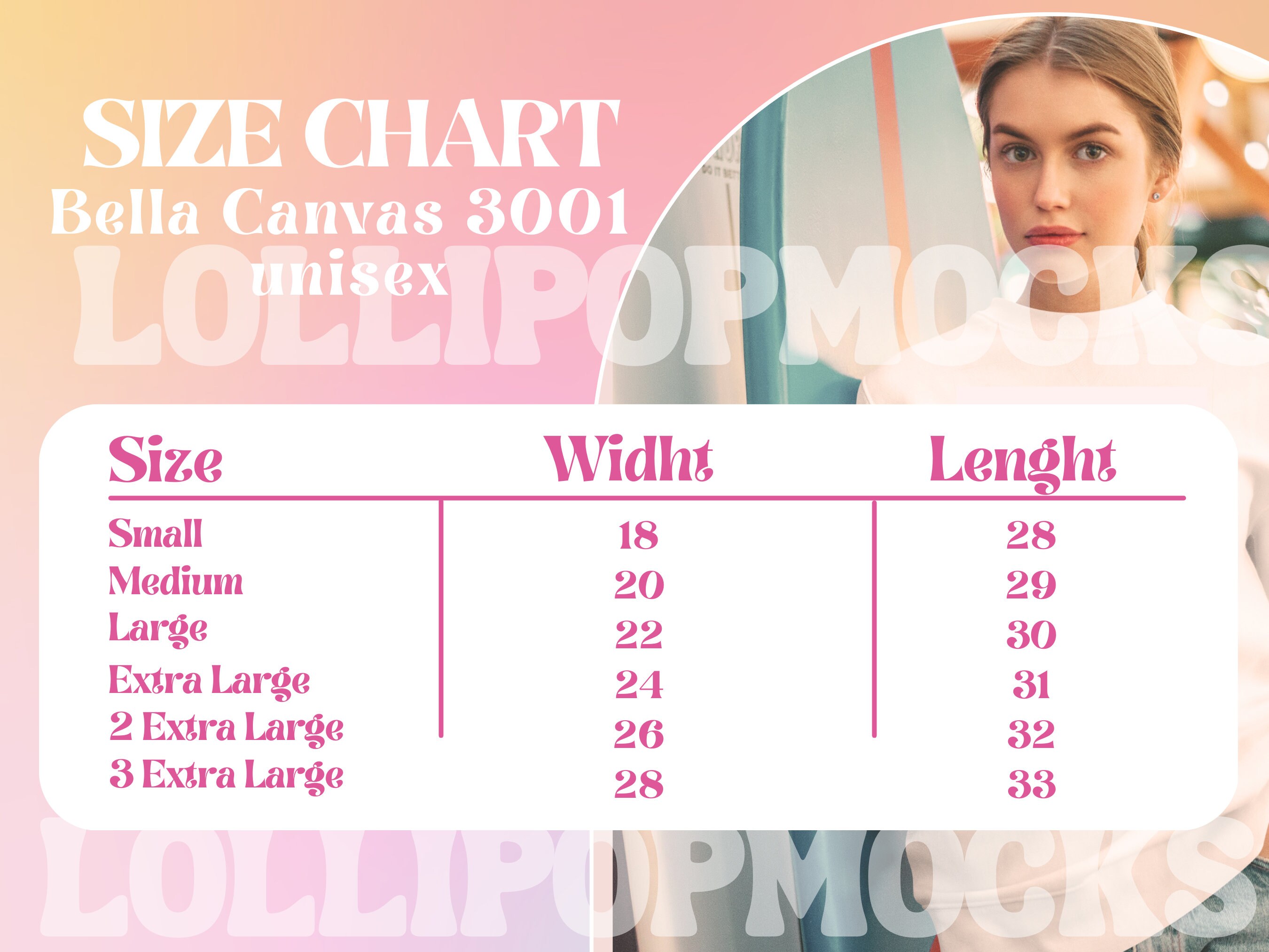Bella Canvas 3001 Size Chart, Size Chart Bella Canvas 3001, Size Chart