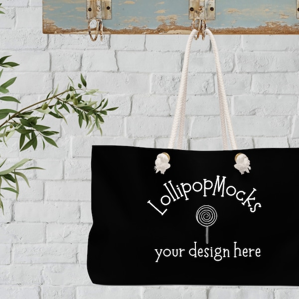 Black Weekender Bag Mock Up, Make Your Design Stand Out With This Simple Mock Up, Trendy Mock up, Popular Mock Up