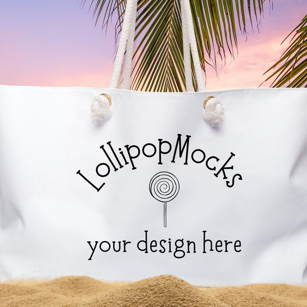 Weekender Beach Bag Mock Up, Weekender Tote Bag Mock Up, Sunset Beach Tote Bag, Oversized Bag Mock Up, Mock Up For Weekender Bag