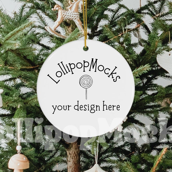 White Ornament Mockup, Round White Ceramic Christmas Ornament For Mockups, jpg Digital Image For Ornament Mockup, Holiday Ornament Mockup