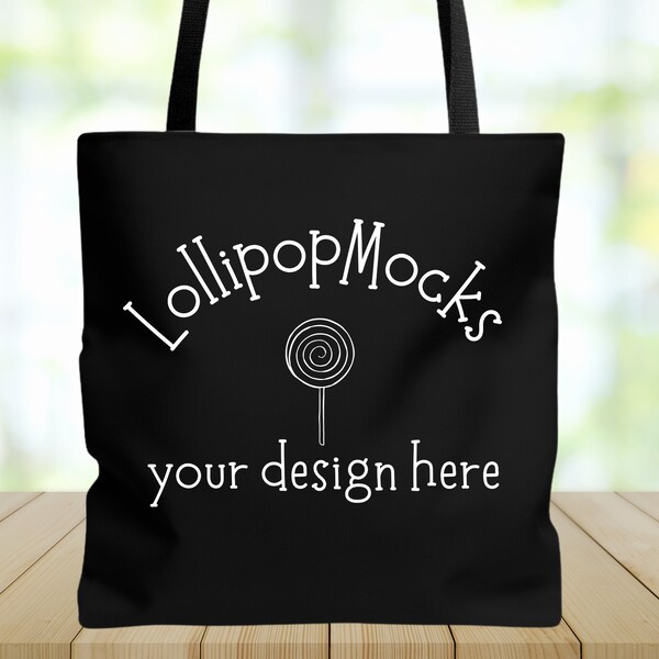 AOP Tote Bag Mock Up, Black Tote Bag Mock Up, Display Your Digital Design, Simple, Minimalist Mock Up