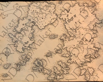 Mapa de fantasía para mazmorras y dragones 5ª edición / DND 5e / Dibujado a mano / Estilo 2 / Descarga digital