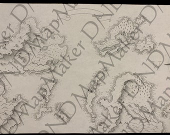 Mapa de fantasía para mazmorras y dragones 5.ª edición / DND 5e / Dibujado a mano / Estilo 1 / Descarga digital