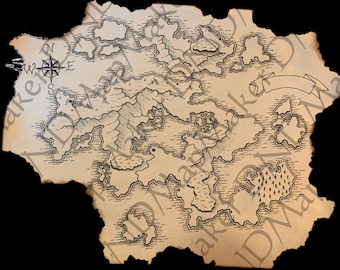 Mapa de fantasía para mazmorras y dragones 5ª edición / DND 5e / Dibujado a mano / Estilo 3 / Descarga digital