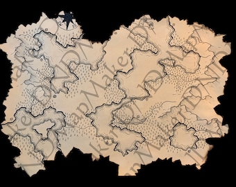 Mapa de fantasía para mazmorras y dragones 5ª edición / DND 5e / Dibujado a mano / Estilo 4 / Descarga digital