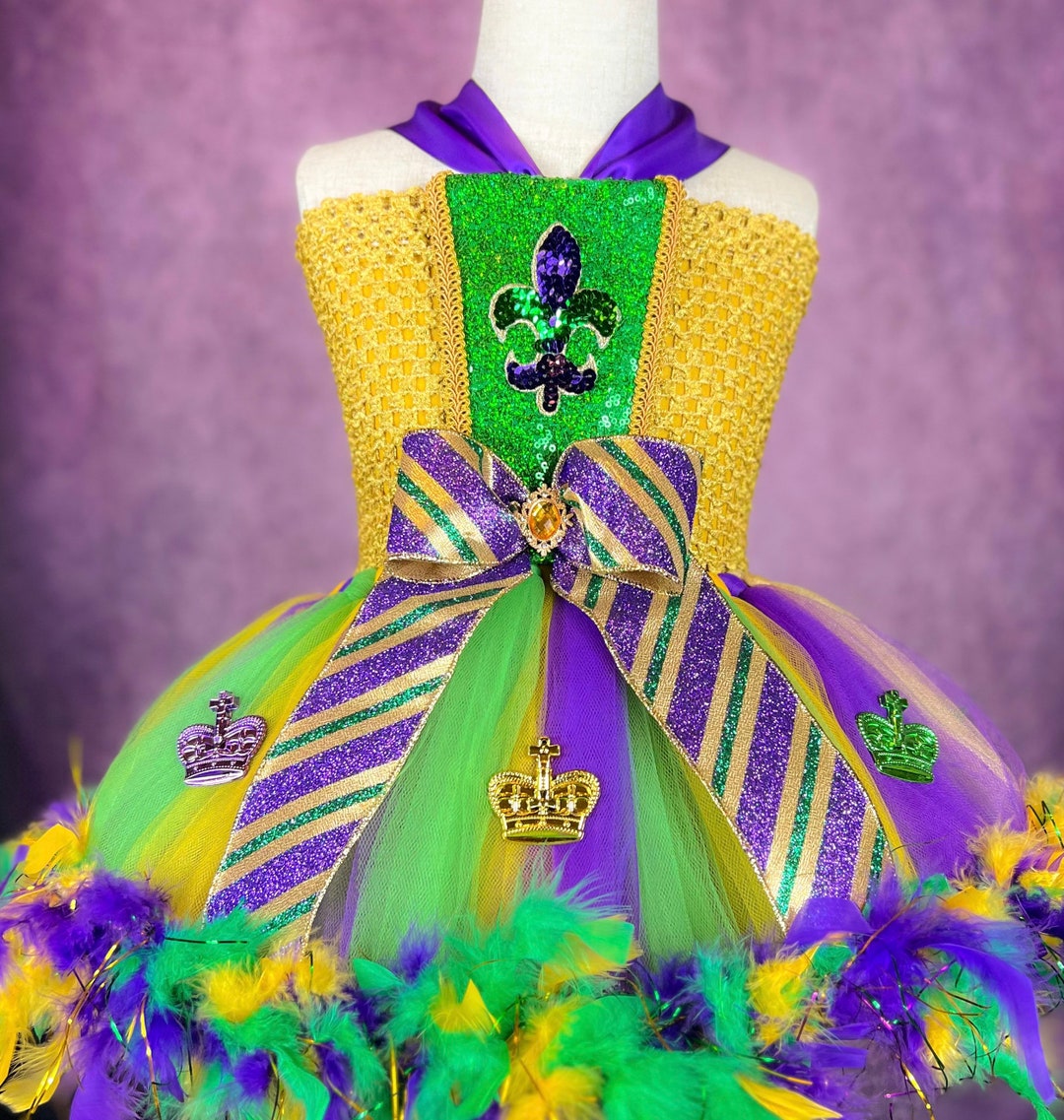 Mardi Gras Fleur De Lis Masquerade Mask Crown Parade Pageant Party Dance Recital Costume Feather Dress Etsy