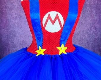 Super Mario Inspired Tutu Dress: Red & Blue Plumber Costume