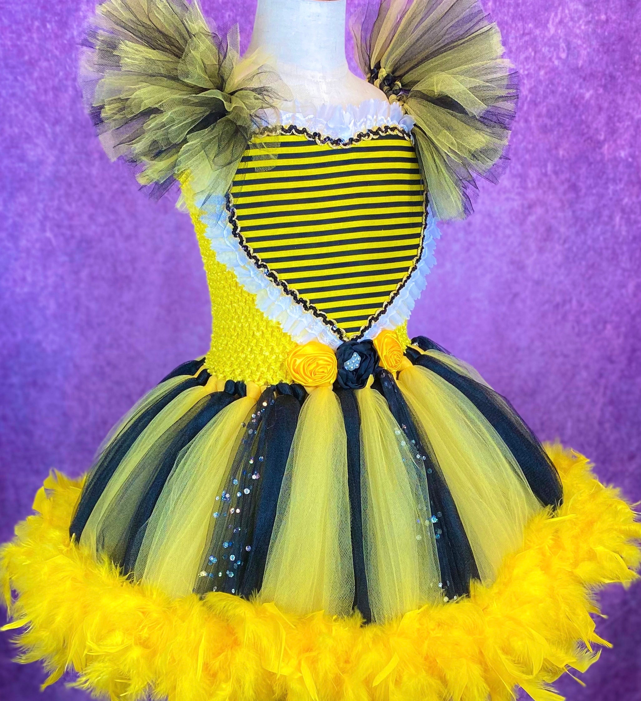 bee dress Baby Girls 3pc Costume Set piece comes with that fierce yellow and black stripe that tells nobody to mess with you Queen Miss-Bee-Have Adult Bumble Bee