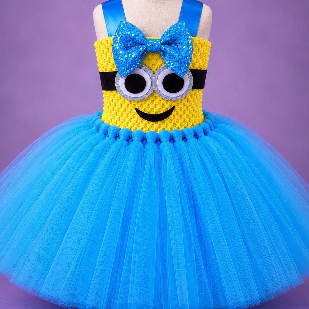 ワンピース Luminous tulle ribbon drape minionepiece Adult Blue Minion Halloween Costume Tutu Dress - Etsy