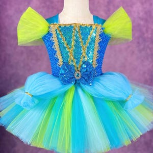 Blue Green Drizella Evil Stepsister Cinderella Villain Halloween Costume Party Dance Recital Pageant Sequin Dress