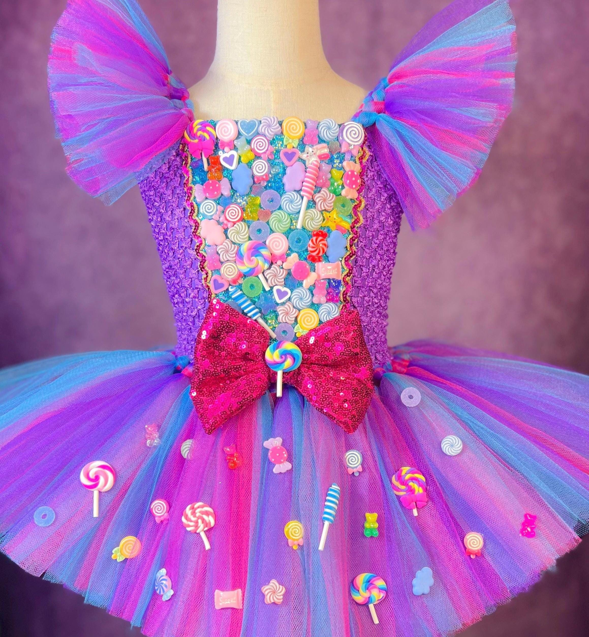 Purple Candy Queen Princess Candyland Costume Onederful Two Sweet Birthday Party Halloween Costume Dance Lollipop Pageant Dress (Adult)