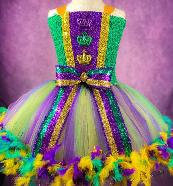 open lace back dress Mardi Gras Sequin Stripe Dress