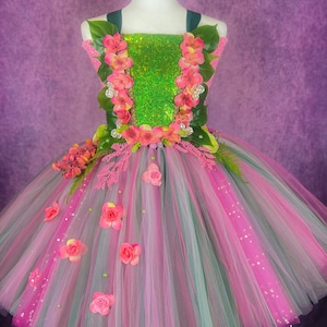 Spring Floral Fae Whimsical Pageant Party Costume Dance Recital Forest Fairy Dress (Wings and Floral Crown Not Included)