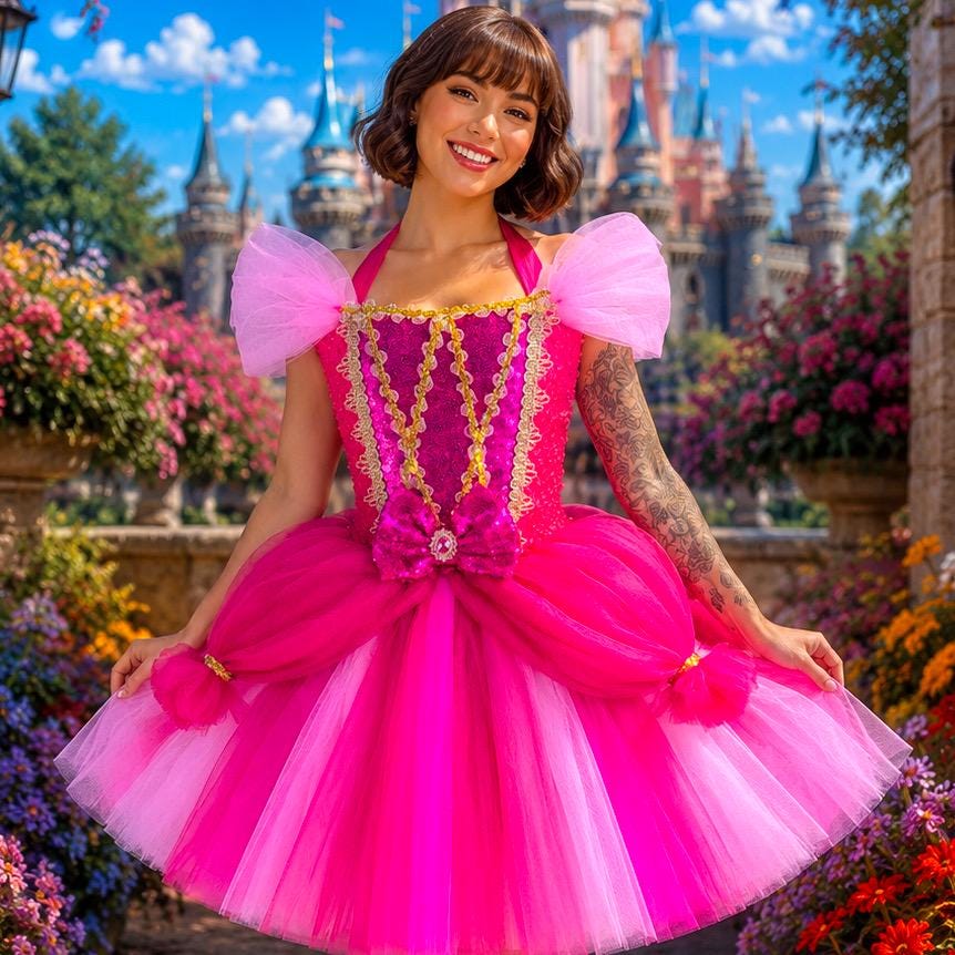 Adult Pink Anastasia Stepsister Halloween Costume Tutu Dress