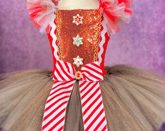 Gingerbread Christmas Sweets Festive Holiday Costume Pageant Party Dress (Adult)