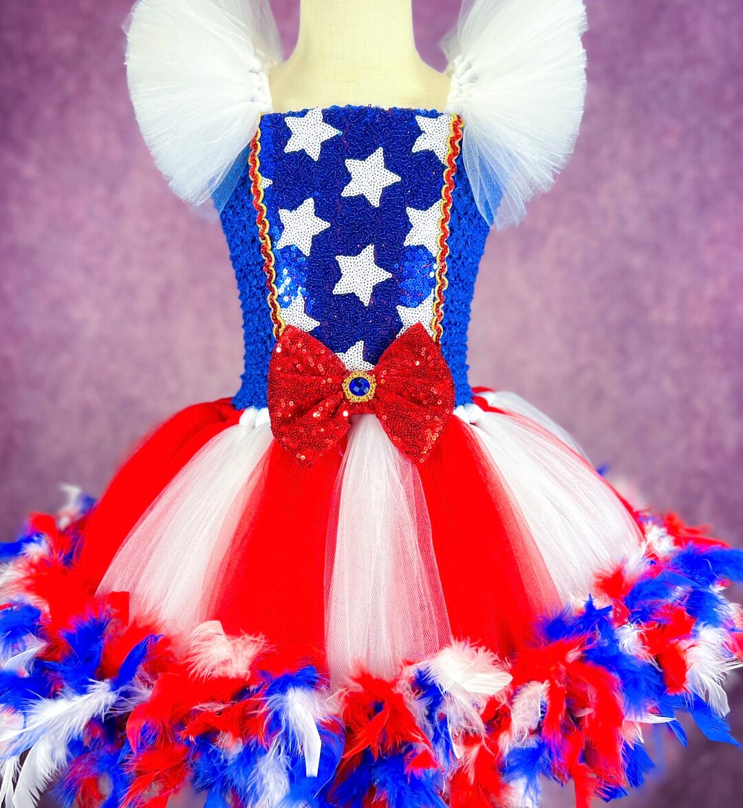 tuckernuck red white and blue dress Dusty Blue Sparkly Tulle Beaded Prom Dress, Tiered Formal Gown With Rh   Demodresses