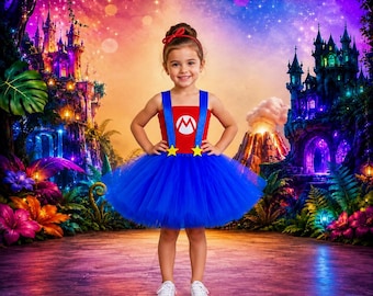 Super Mario Inspired Tutu Dress: Red & Blue Plumber Costume