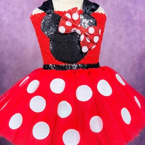 Red Minnie Mouse Halloween Costume Dance Recital Polka Dot Pageant Party Character Dining Dress (Adult)