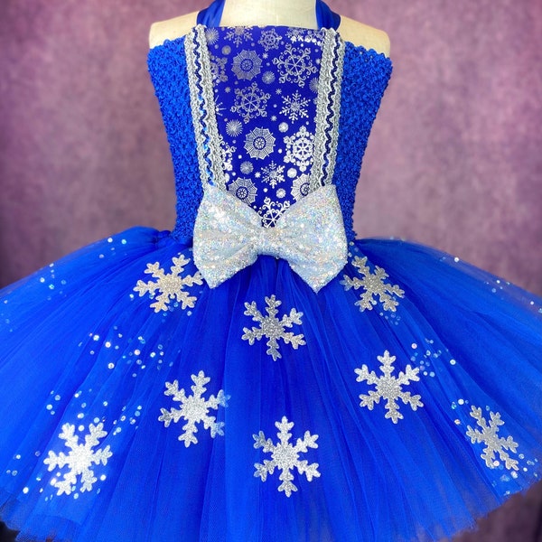Silver Blue Snowflake Queen Costume Party Pageant Dance Recital Holiday Dress