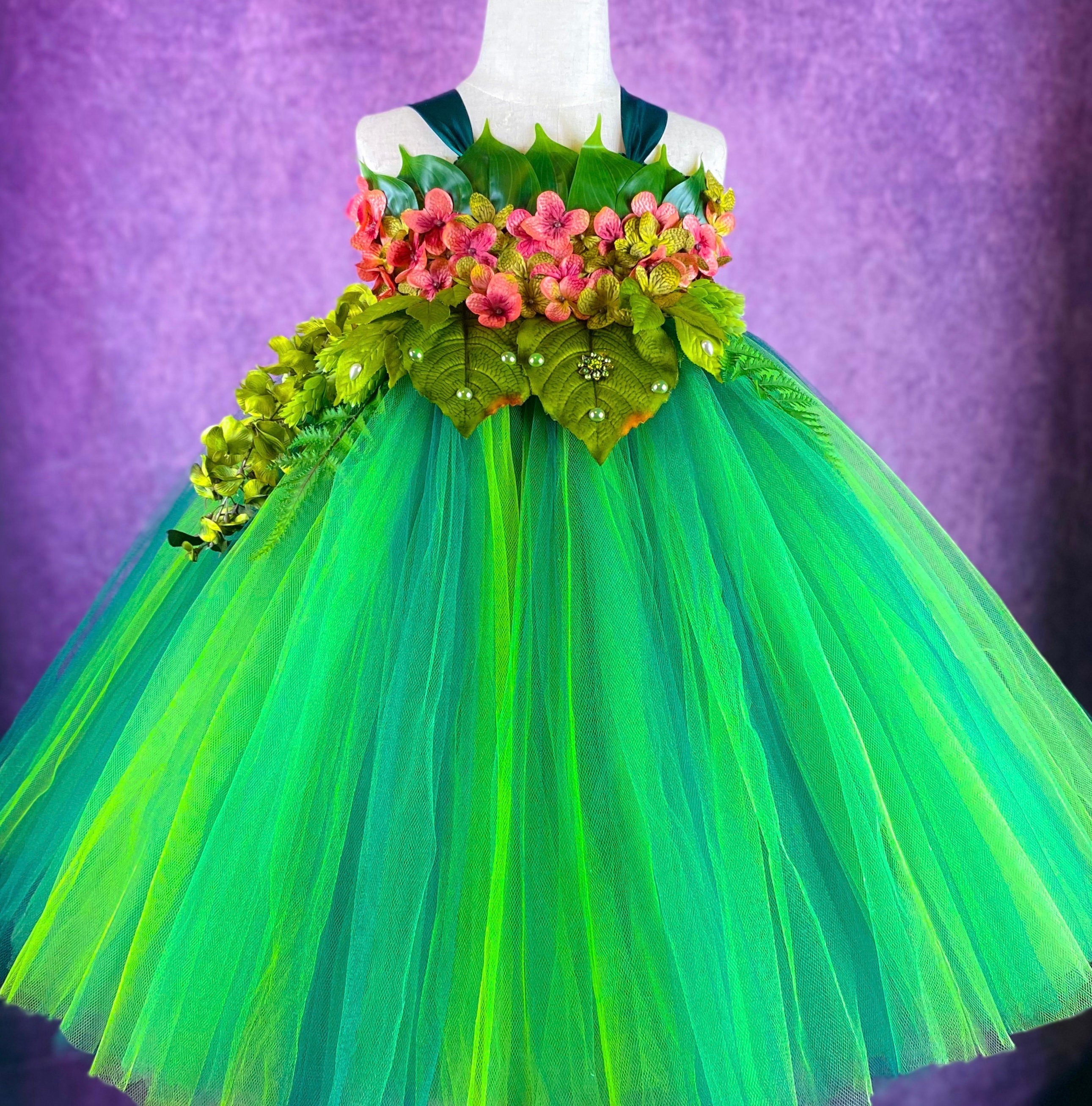 Green Floral Fae Whimsical Pageant Party Costume Dance