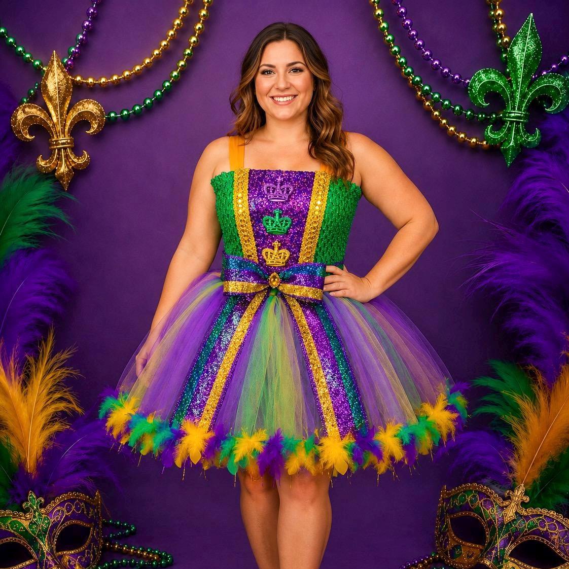 mardi gras cocktail dress Dresses for Women New Orleans Carnival Themed Party Casual Long Sleeve Mardi Gras Parade Tshirts Dress Vestido Elegante para Mujer De Fiesta at Amazon Women's Clothing store comfortable to wear Adult Mardi Gras Costume Tutu