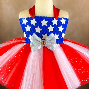 4th of July American Firecracker Firework USA Princess Star Patriotic Pageant Dance Recital Red White and Blue Old Glory Costume Dress