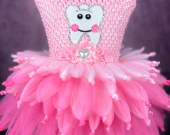 Magical Tooth Fairy Fae Recital Halloween Costume Dance Floral Pink Party Dress (Adult)