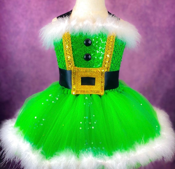 Christmas Elf Holiday Santa's Helper Green Holiday Dress (adult) - Etsy