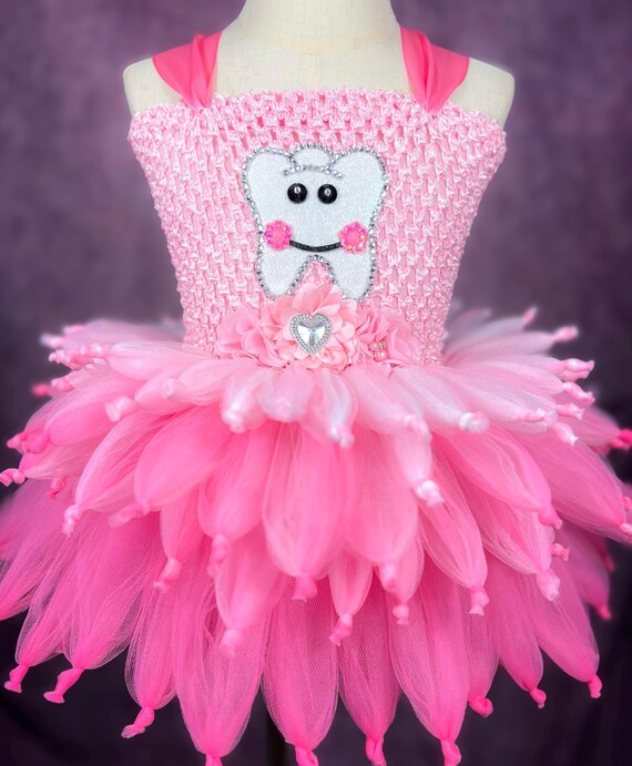 Magical Tooth Fairy Fae Recital Halloween Costume Dance Floral Pink Party Dress Magical Tooth Fairy Fae Recital Halloween Costume Dance Floral Pink Party Dress