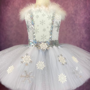 Snow Queen Snowflake Frozen White Silver Holiday Christmas Costume Party Pageant Dance Recital Dress