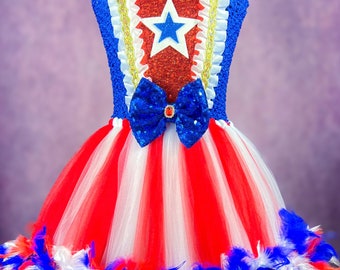Adult Stars & Stripes 4th of July Costume Tutu Dress