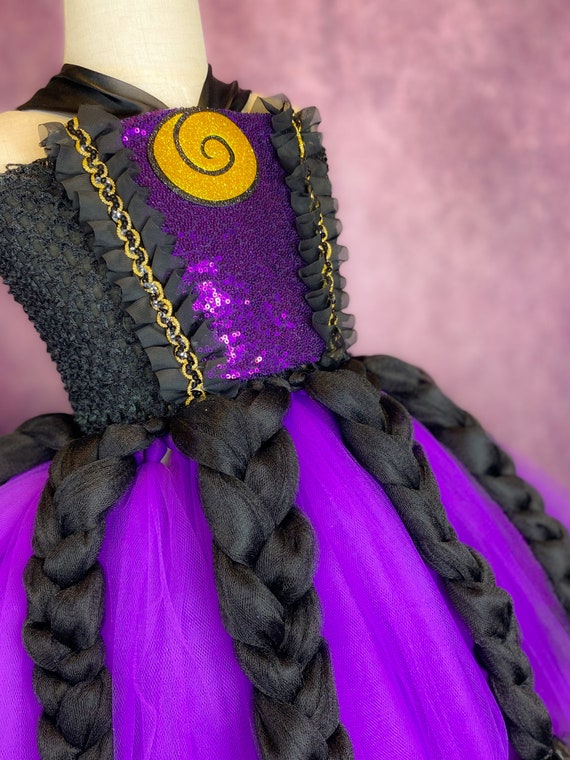 Costume Pieuvre Ursula Pour Enfant – Tutu Tentacule Violet/noir – Déguisement Halloween, Sorcière Des Mers
