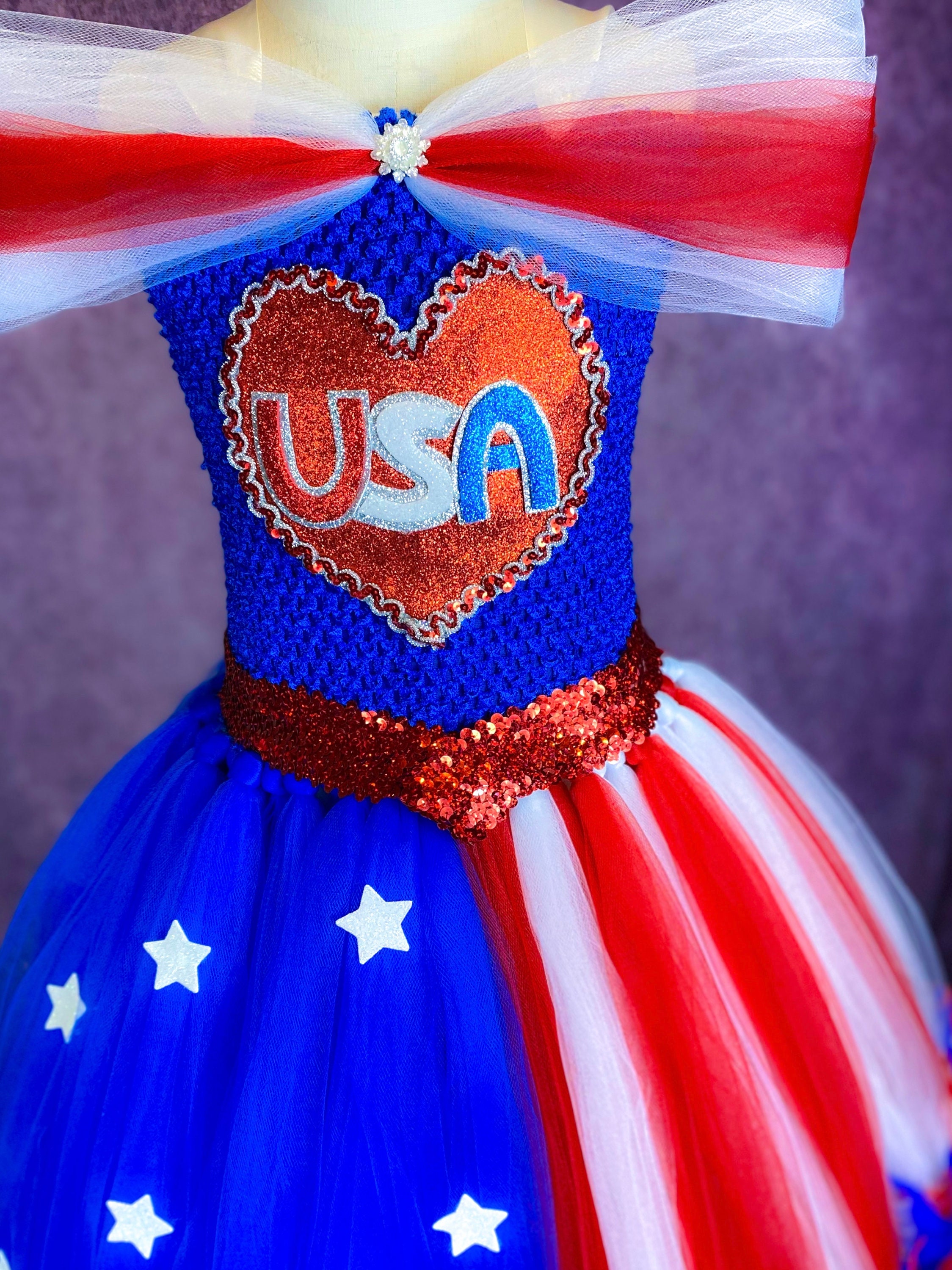 Patriotic USA Feathered Costume Tutu Dress - Etsy