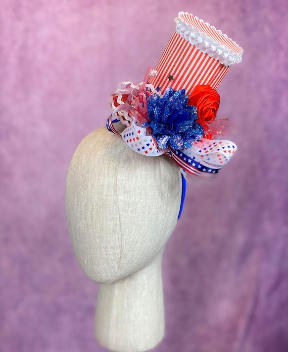 American USA Patriotic American Princess Pageant Party Dance Recital  Fascinator Mini Hat Headband - Etsy