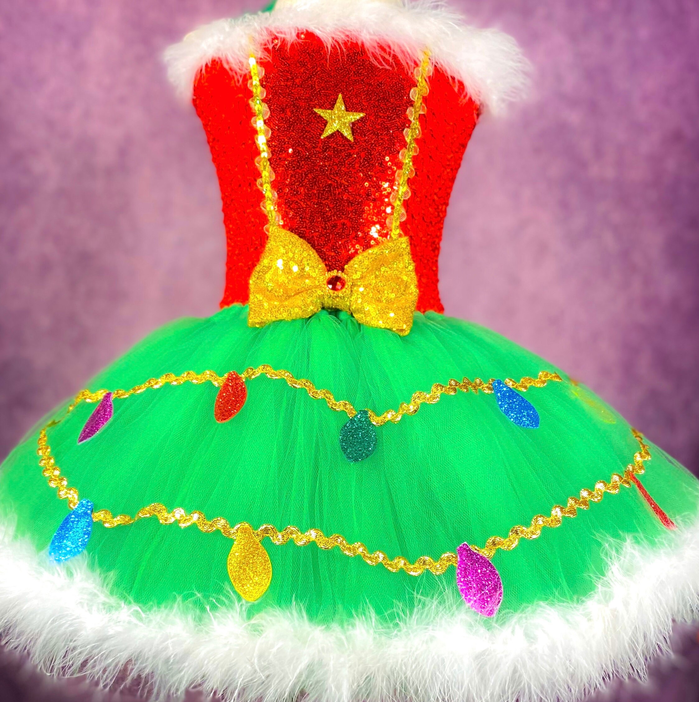 white christmas dresses Burgundy Christmas Tree Tutu Dress main image 1