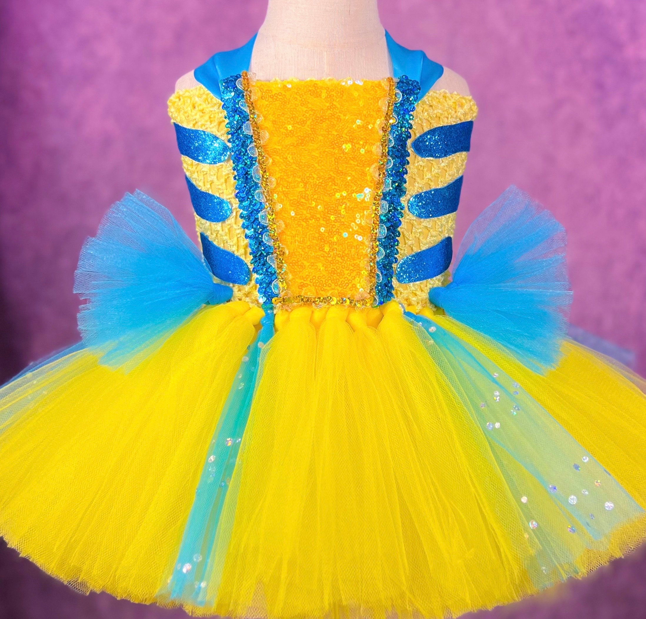 Flounder Little Mermaid Dance Recital Halloween Party Costume Saltwater Fish Pageant Dress