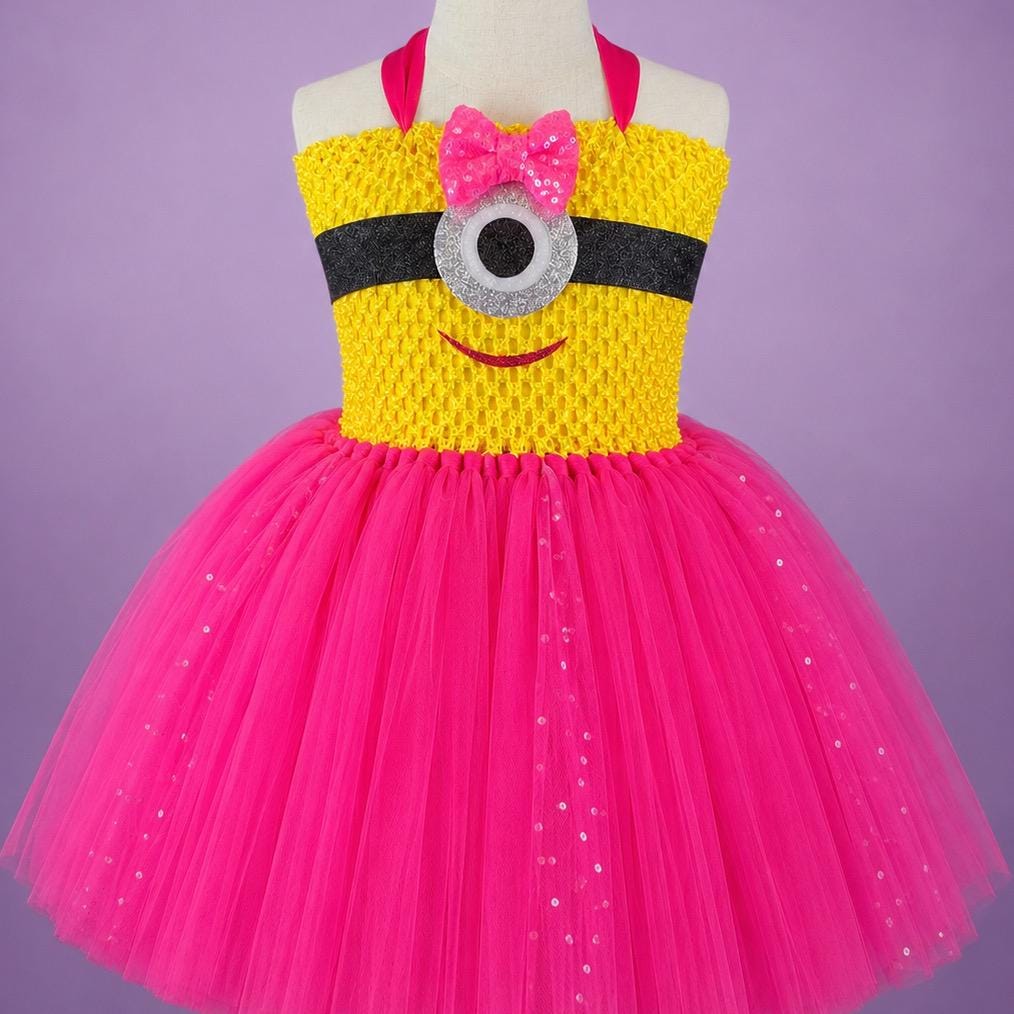 ワンピース Luminous tulle ribbon drape minionepiece Pink Minion Halloween Costume Tutu Dress - Etsy