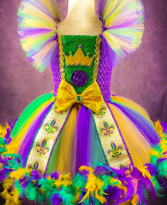 Mardi Gras Feathered Halloween Costume Tutu Dress