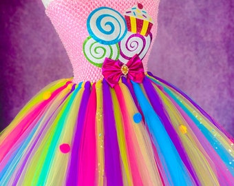 Candy Princess Candyland Sweets Costume Onederful Two Sweet Birthday Party Halloween Costume Dance Recital Lollipop Pageant Dress (Adult)