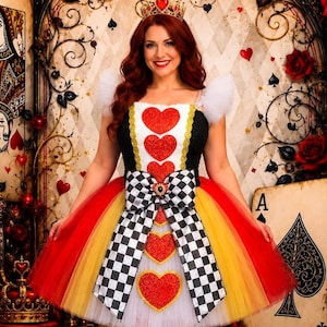 Adult Queen of Hearts Halloween Costume Tutu Dress