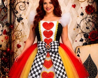 Adult Queen of Hearts Halloween Costume Tutu Dress