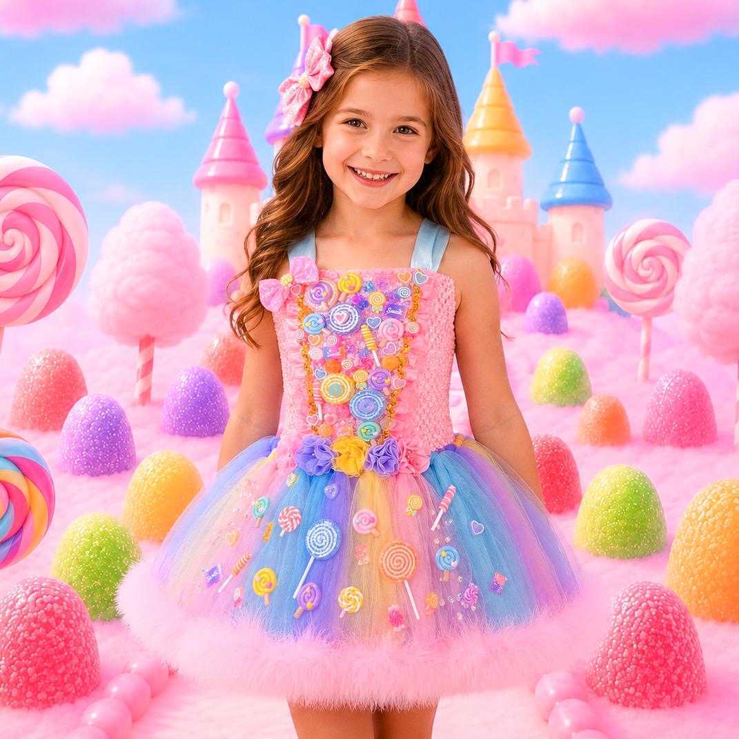 ゆ Ribbon tulle candy sleeve tops Soft Spring Rainbow Candyland Halloween Costume Tutu Dress - Etsy